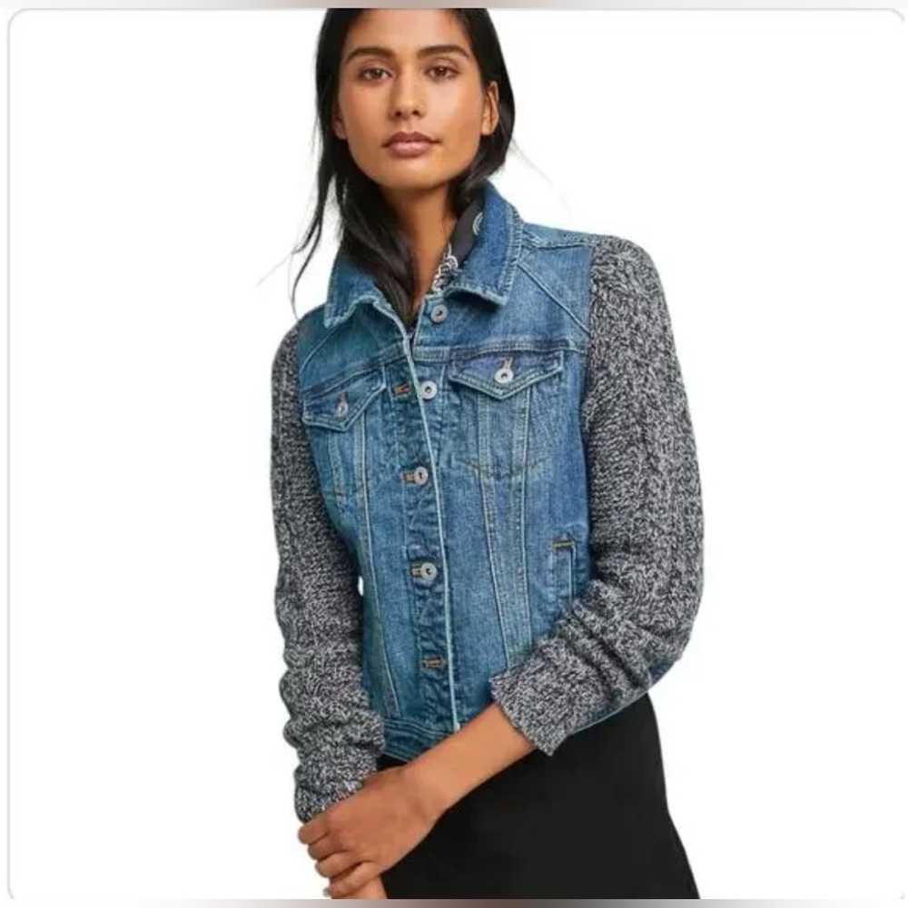 Anthropologie Pilcro and the Letterpress sweater Sleeve Jean Jacket - Women’s S